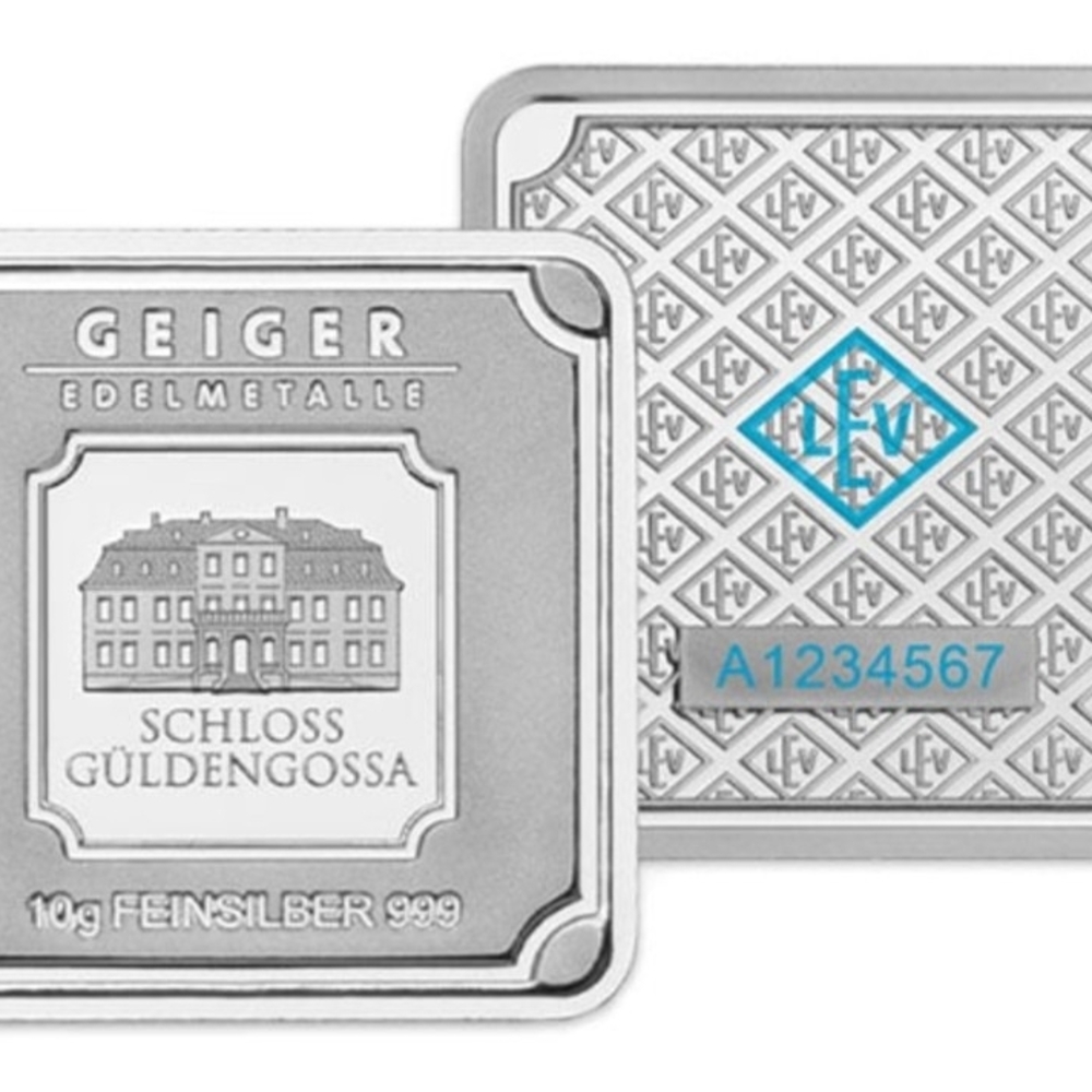 10 Gram Silver Bar .999 Pure Geiger Silver Bar